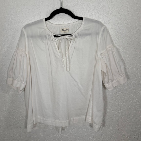 Madewell Tops - Madewell White Puff Sleeve blouse Top 100% cotton size large